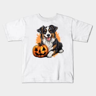 Halloween Australian Shepherd Dog #2 Kids T-Shirt